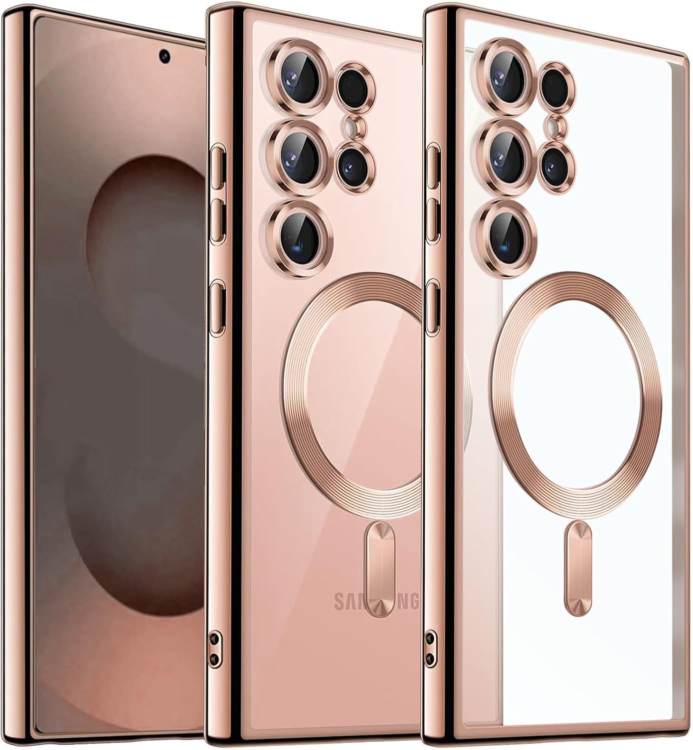 For Samsung Galaxy S24 S25 Ultra Plus FE Edge MagSafe Magnetic Case with HaloLock Shockproof Scratch Resistant Back Clear Protective Cover For Samsung Galaxy S24 S25 Ultra Plus FE Edge MagSafe Magnetic Case with HaloLock Shockproof Scratch Resistant Back Clear Protective Cover